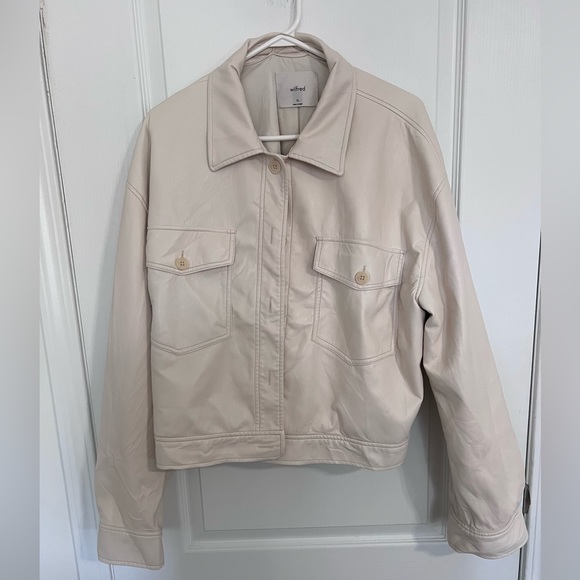 Aritzia Wilfred Cropped Ganna Vegan Leather Shirt Jacket - Picture 1 of 4